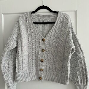 cupcakes & cashmere Light Gray Cable Knit Cardigan